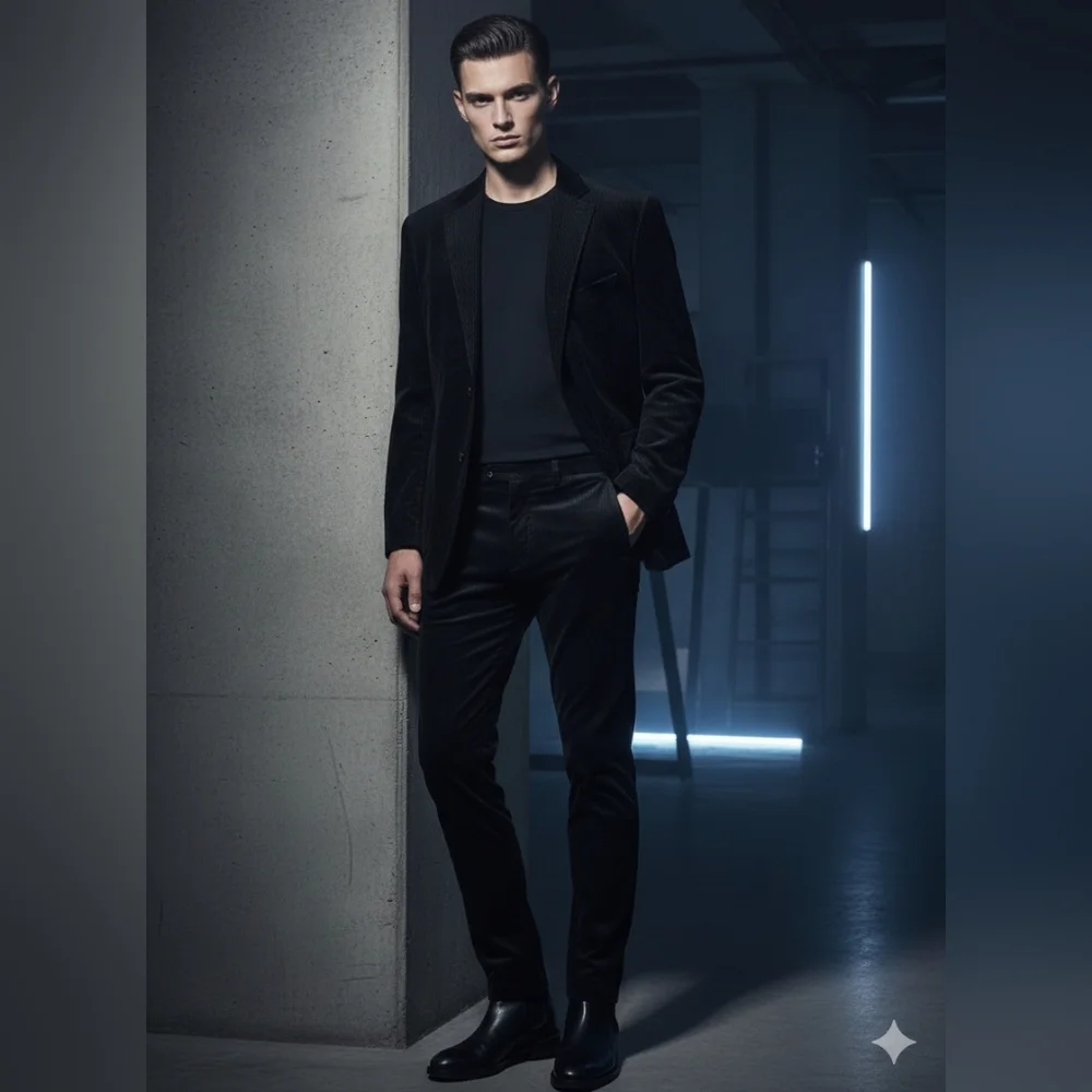Sophisticated Giorgio Armani Black Corduroy Blazer